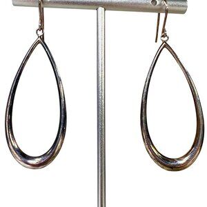 vtg 925 Silver Teardrop Dangle Earrings 2.38" Long Lightweight Polished Finish